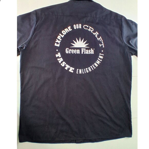 DICKIES Green Flash Brewing Work Shirt Black Short Sleeve Button Pockets 2XL - Picture 10 of 11